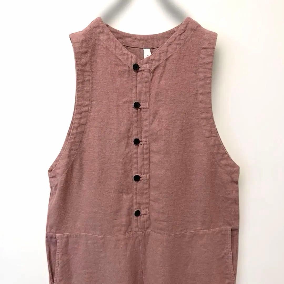 prit フレンチリネンツイル起毛　オールインワン　ダスティピンク