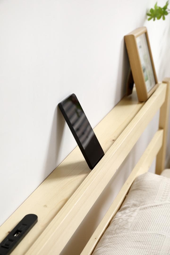 コンセント付き天然木ベッドフレーム　SD・NATURAL 2セット