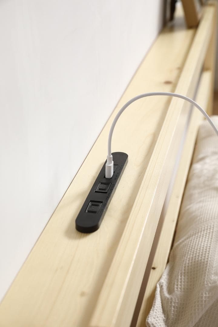 コンセント付き天然木ベッドフレーム　SD・NATURAL 2セット