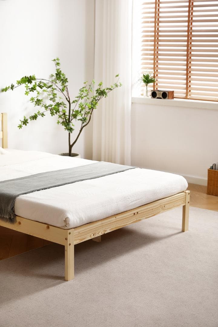 コンセント付き天然木ベッドフレーム　SD・NATURAL 2セット