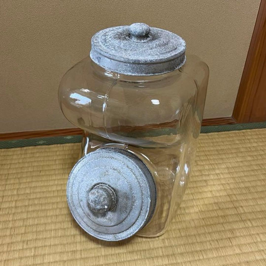 ガラス瓶　アンティーク　和ガラス　駄菓子屋　二つ蓋　レトロ　ヴィンテージ　硝子①