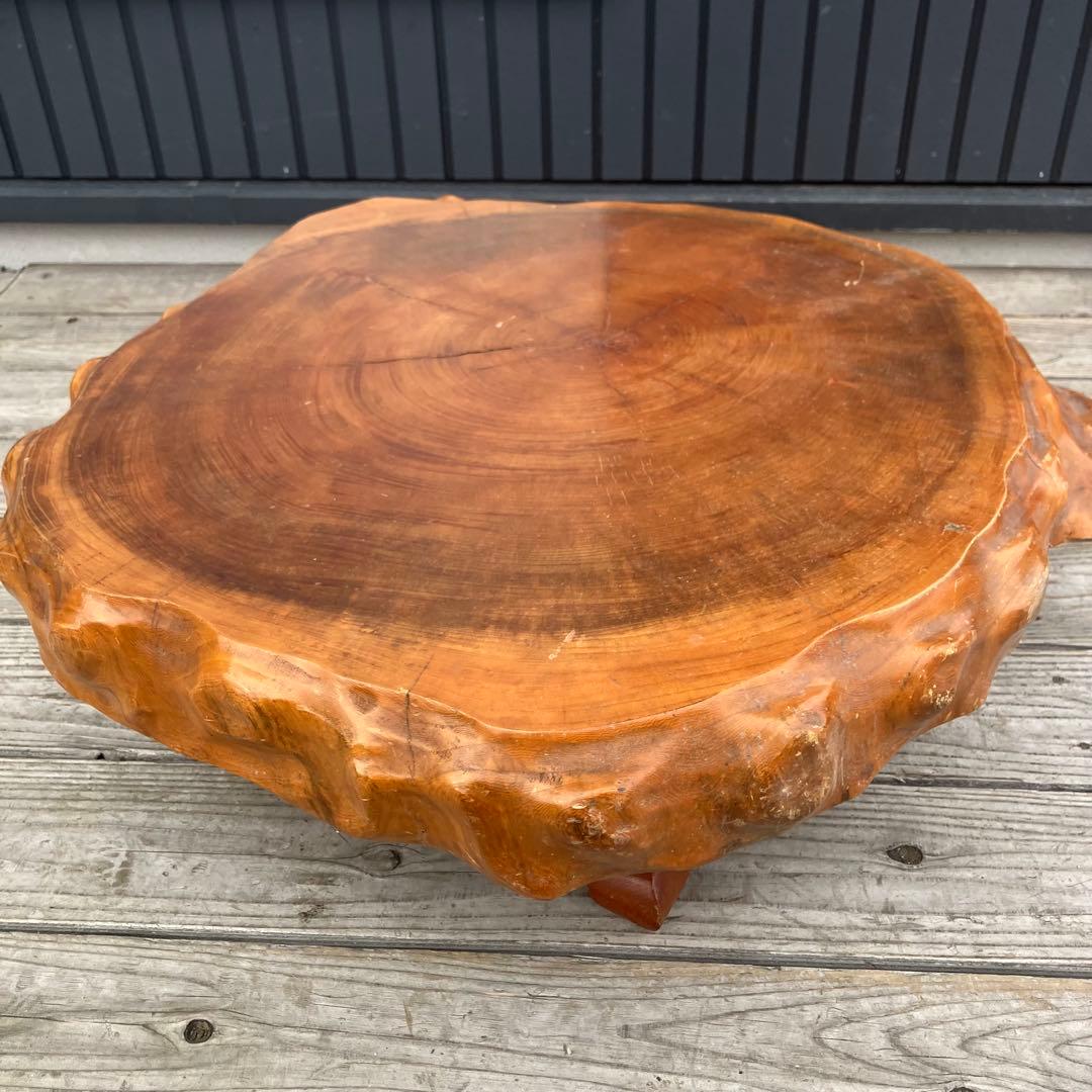 昭和レトロ 木製 天然木 欅材 一枚板 脚付き 小型 座卓 センターテーブル