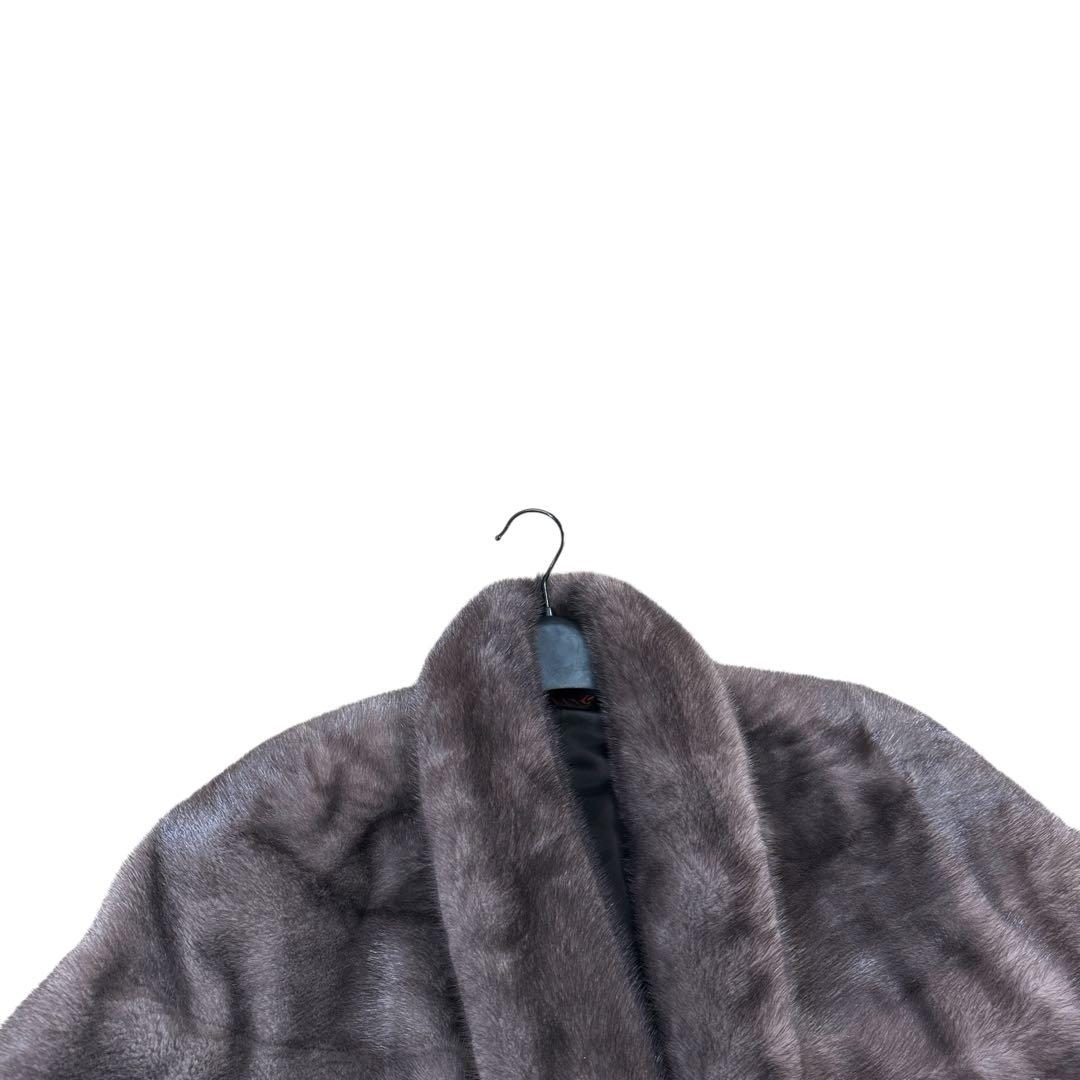 ブルーアイリスミンク ケープ リアルファー プリーツ レディース