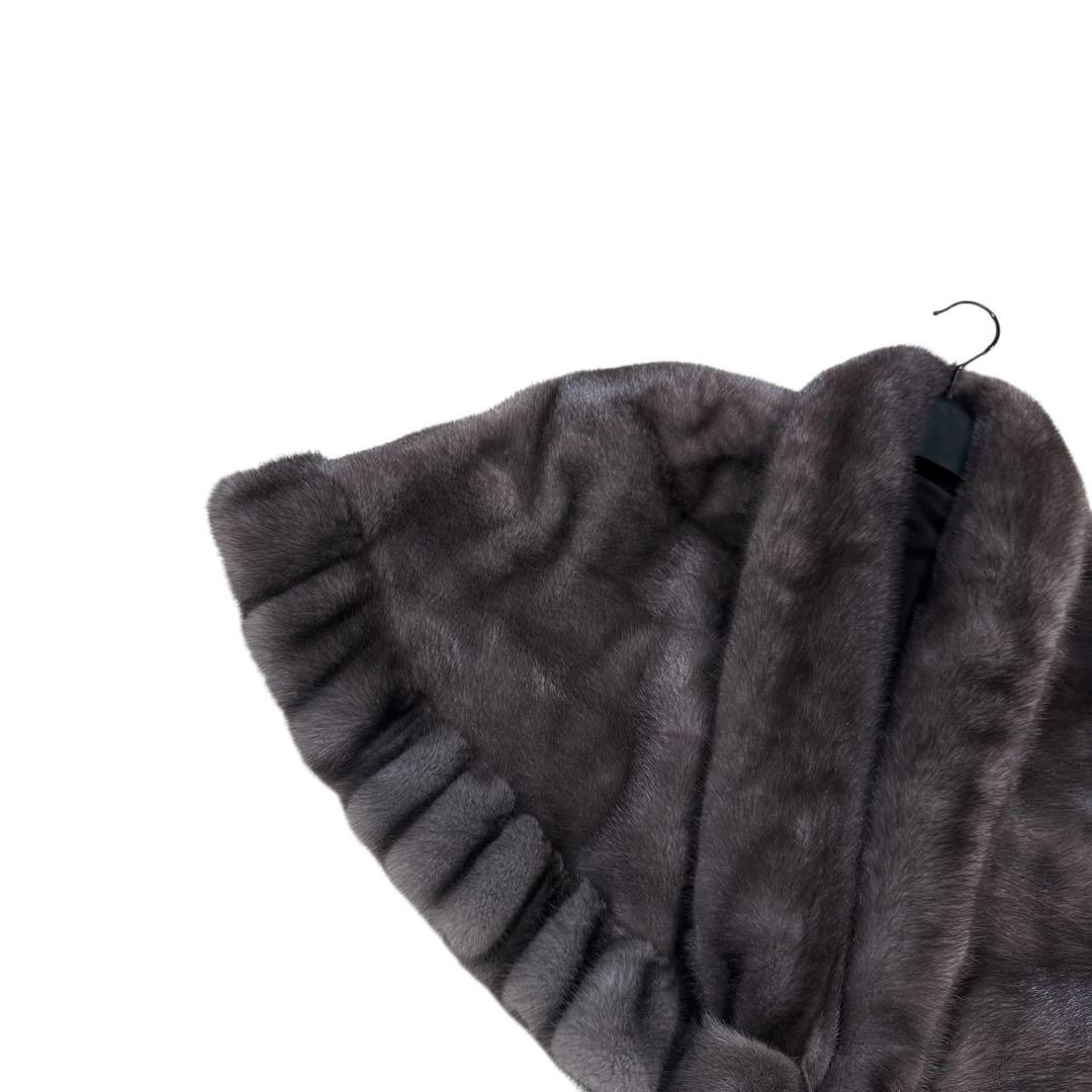 ブルーアイリスミンク ケープ リアルファー プリーツ レディース