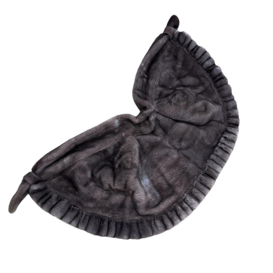 ブルーアイリスミンク ケープ リアルファー プリーツ レディース