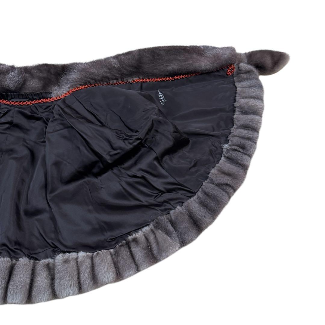 ブルーアイリスミンク ケープ リアルファー プリーツ レディース