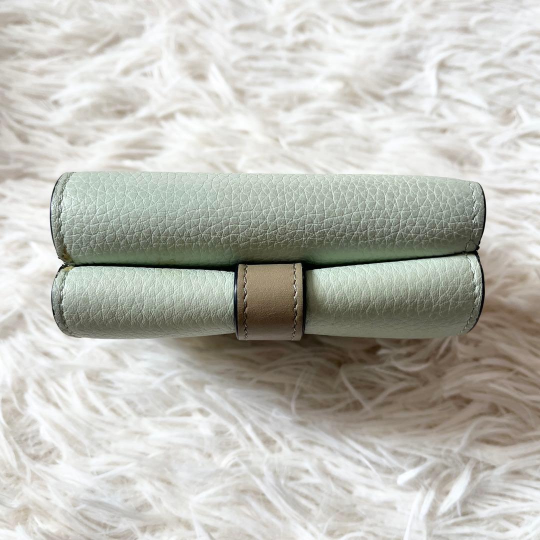 LOEWE 三つ折り財布　アナグラム　トライフォールド　グリーン　シェルグレー