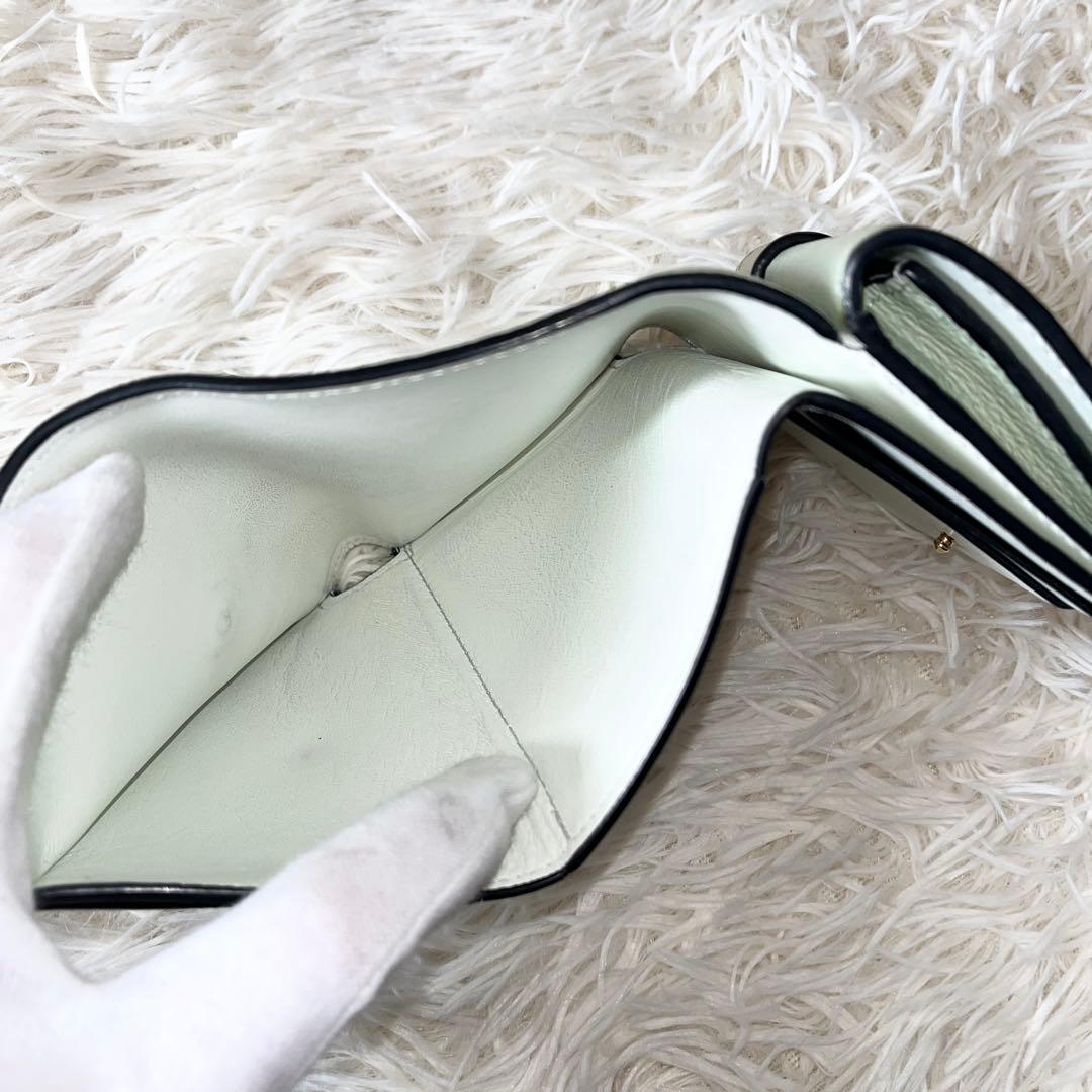 LOEWE 三つ折り財布　アナグラム　トライフォールド　グリーン　シェルグレー