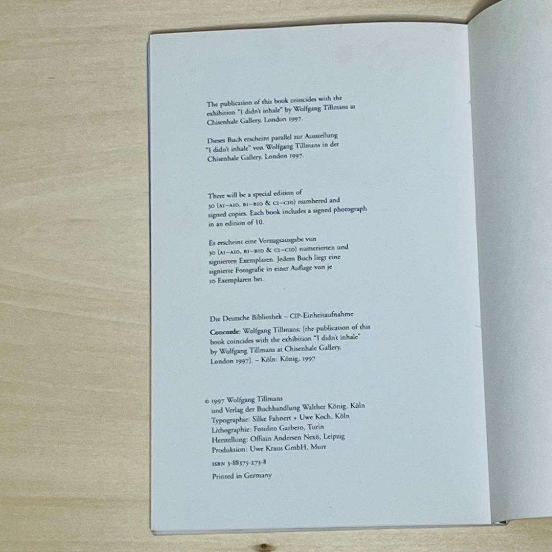 Concorde Wolfgang Tillmans 写真集