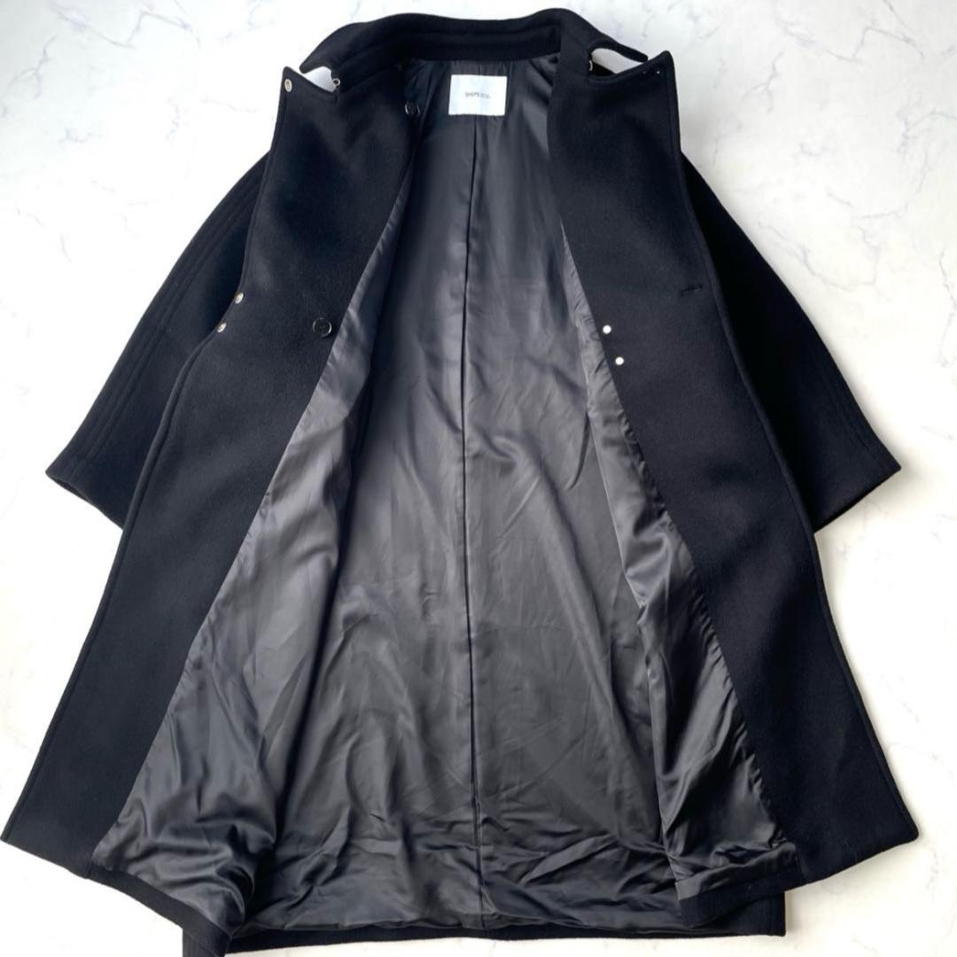 シップスエニィ 25AW バルマカーン コクーンコート ロング ウール ブラック