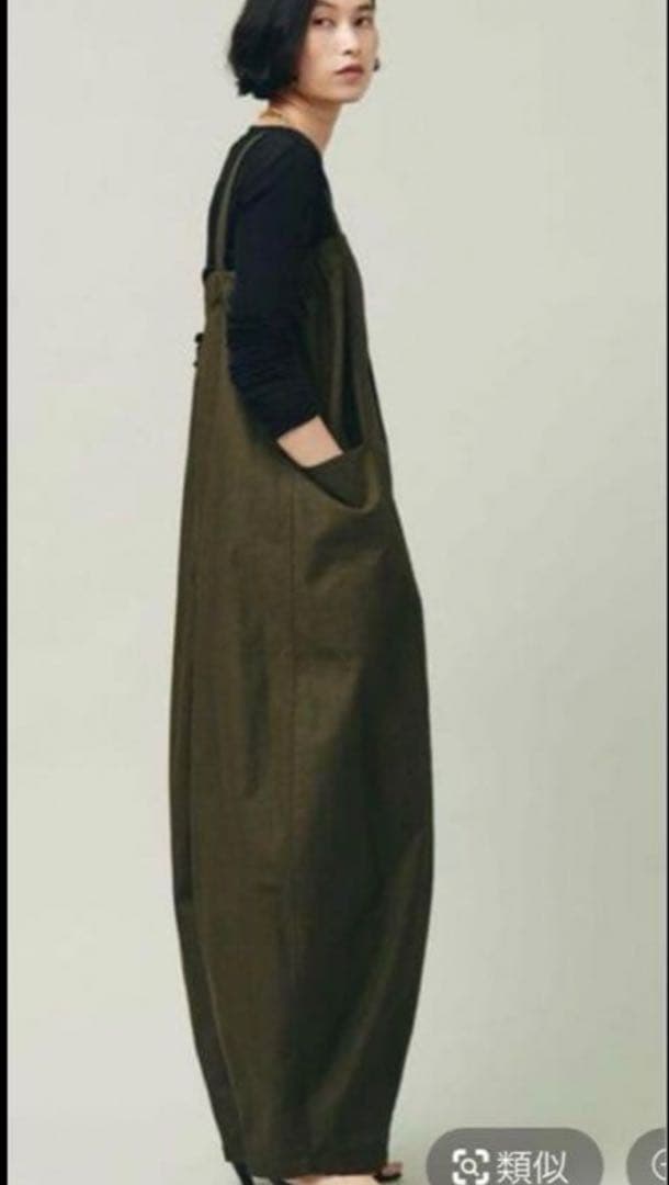 カレンソロジー　コットンネップサロペットパンツ　オーバーオール　カーキ