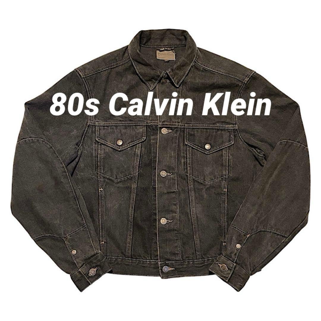 8*様 80s カルバンクライン 先染め ブラックデニムジャケット ビンテージ常
