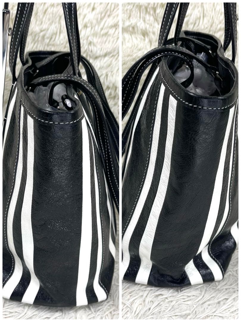 美品‼️ バレンシアガ　トートバッグ　バルベス　ストライプ　2way レザー