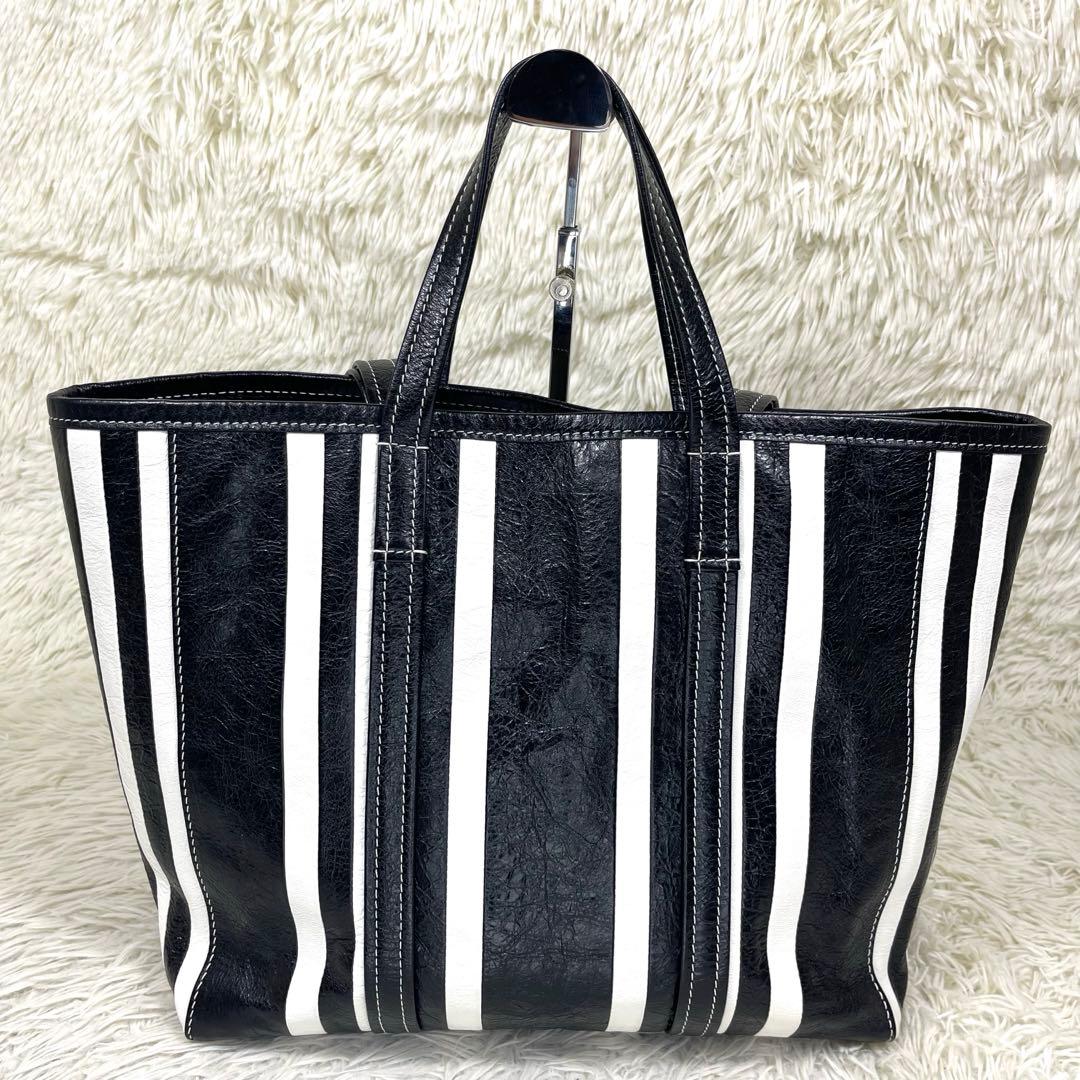 美品‼️ バレンシアガ　トートバッグ　バルベス　ストライプ　2way レザー