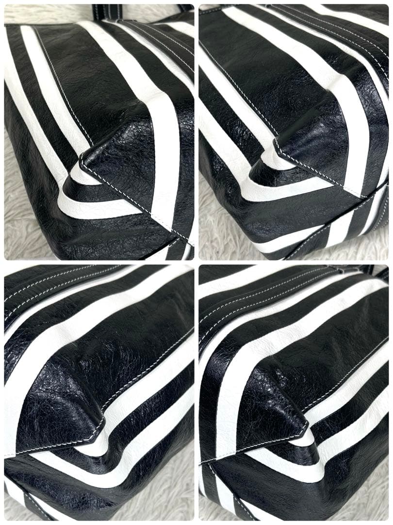 美品‼️ バレンシアガ　トートバッグ　バルベス　ストライプ　2way レザー