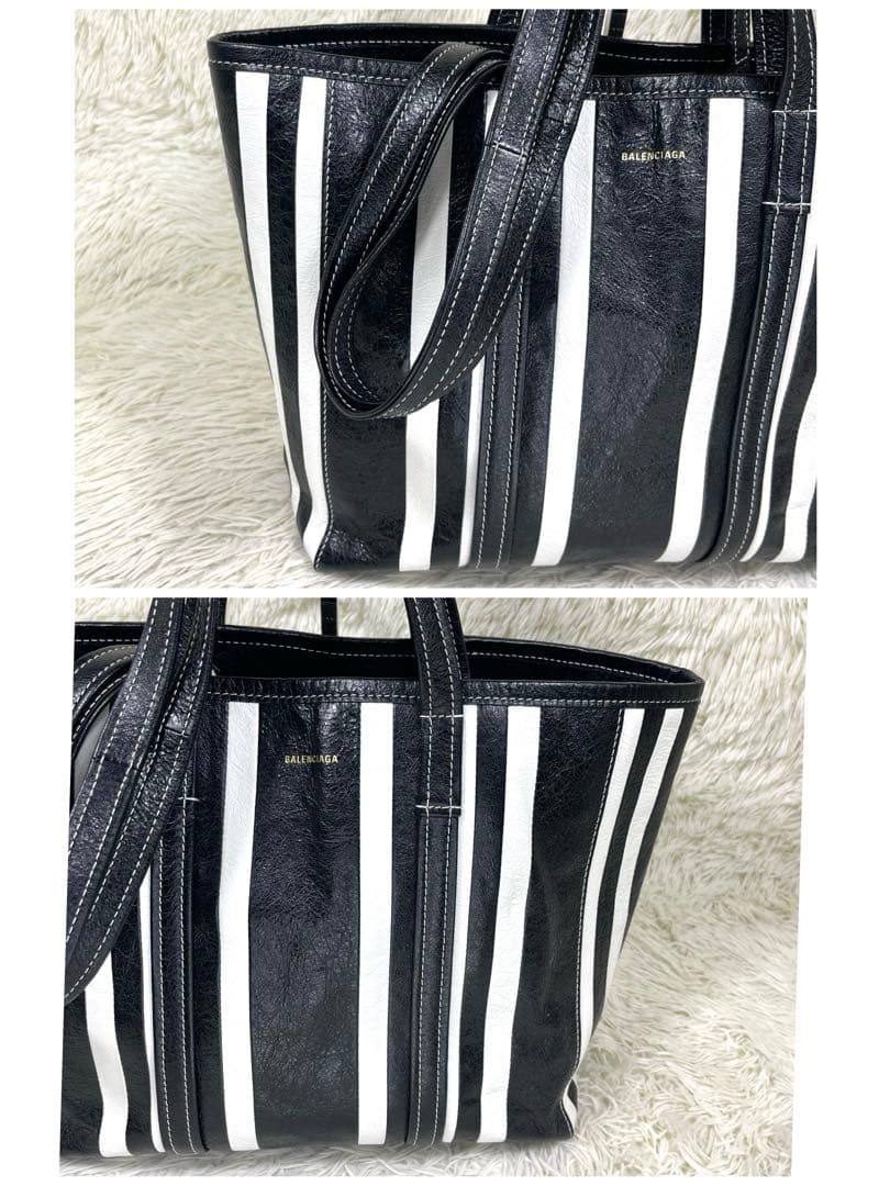 美品‼️ バレンシアガ　トートバッグ　バルベス　ストライプ　2way レザー