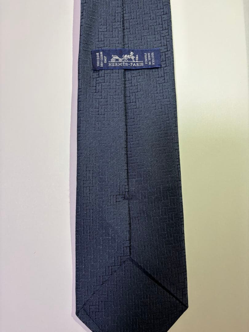 【おまとめ購入割引相談可能】 HERMES ダークブルー シルクネクタイ