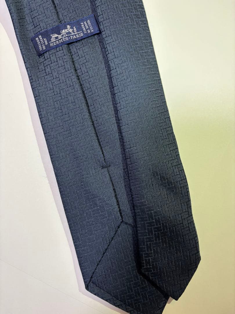 【おまとめ購入割引相談可能】 HERMES ダークブルー シルクネクタイ
