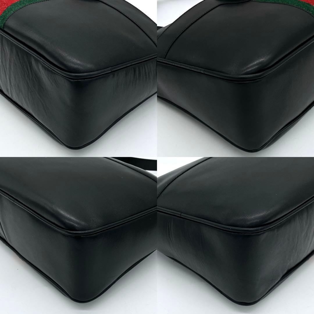【GUCCI】ショルダーバッグ　シェリーライン　インターロッキング　レザー　黒色
