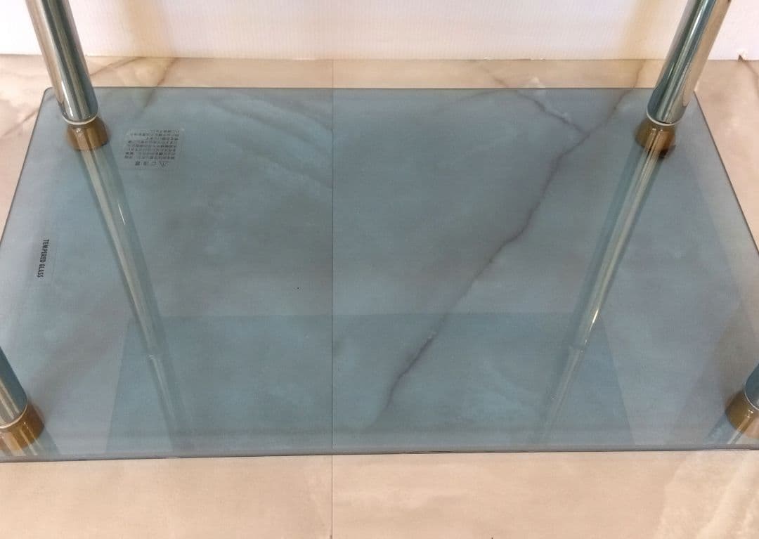 たーぼ　ガラスラック　ブルー　4段　強化ガラス