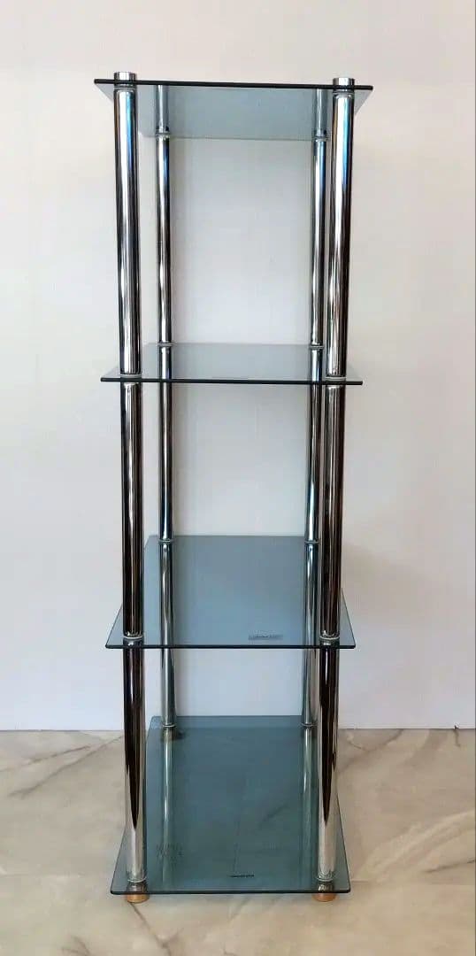 たーぼ　ガラスラック　ブルー　4段　強化ガラス