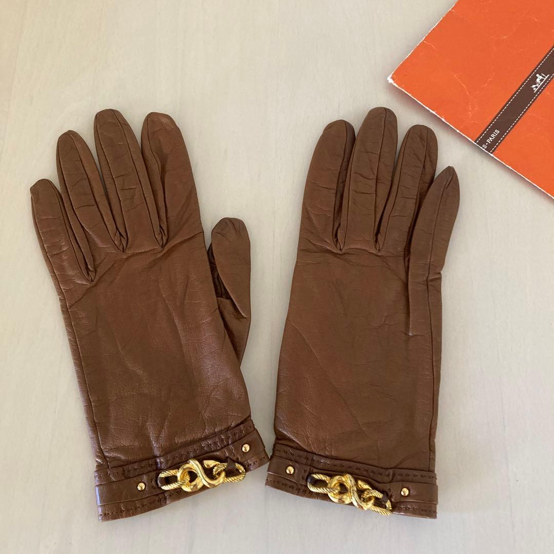 お値下げ❣️エルメス レディース グローブサイズ 8 ブラウン