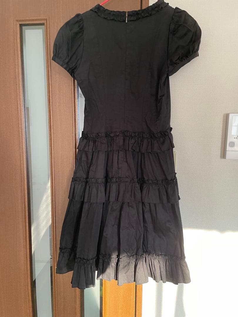 B.P.N 黒 フリル レースアップ ワンピース