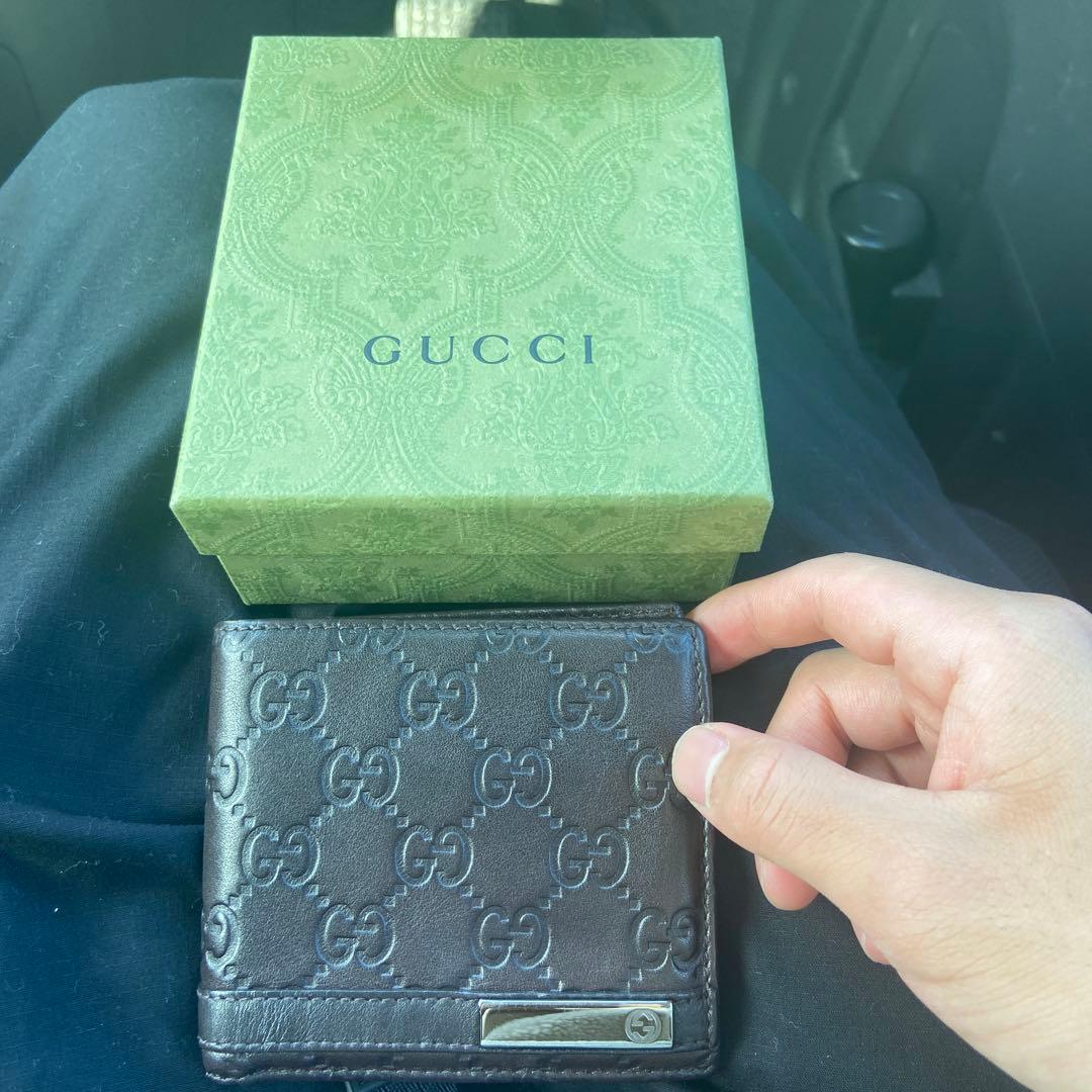 GUCCI 二つ折り財布 ブラウン レザー