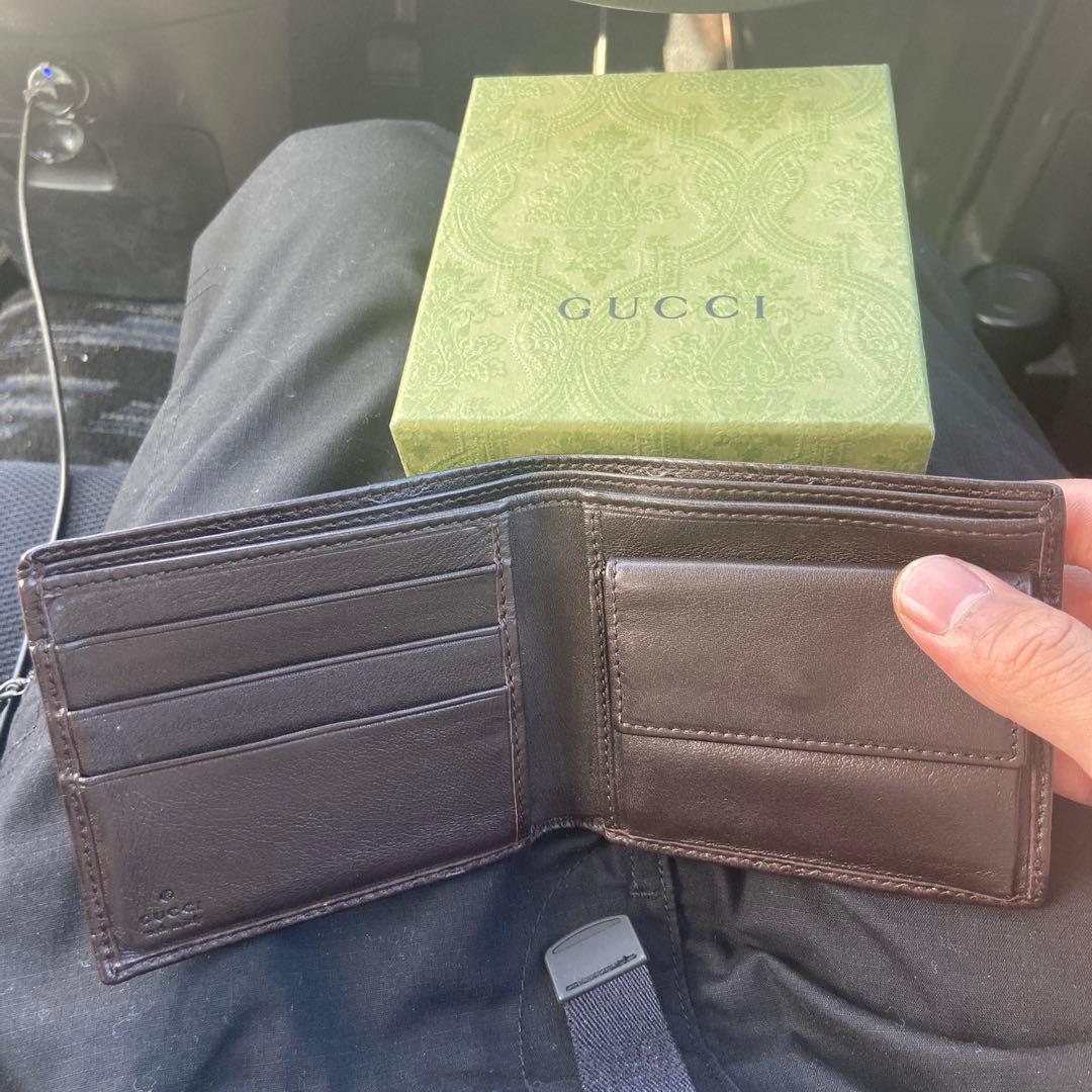 GUCCI 二つ折り財布 ブラウン レザー