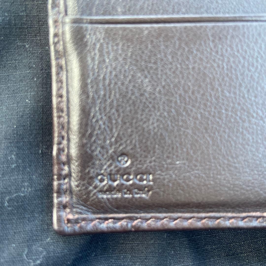 GUCCI 二つ折り財布 ブラウン レザー