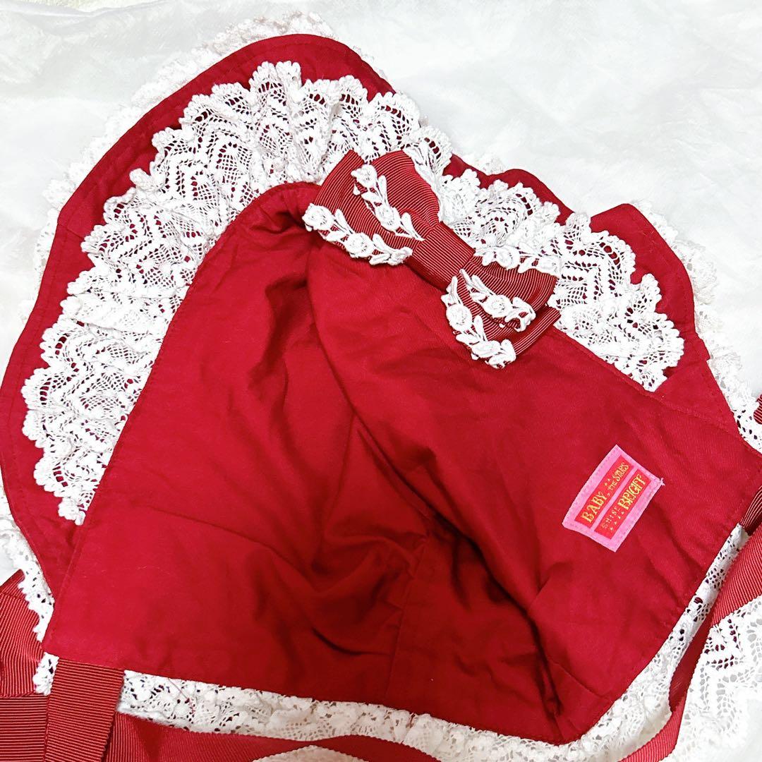 処分価格❗️BABY トーションレースのフルボンネット　エンジ