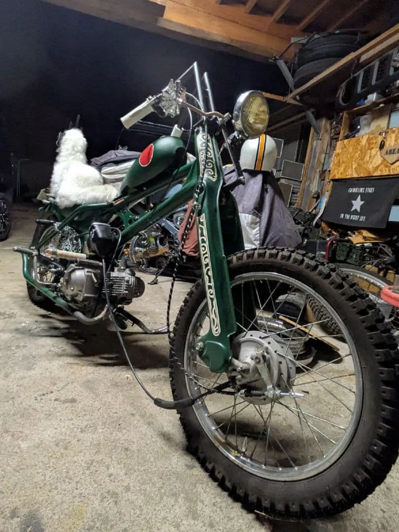 スーパーカブ純正フロントフォーク改ロングフォーク