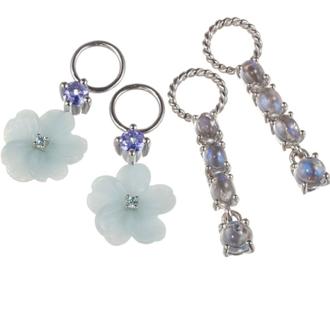 GSTVブルークォーツァイト ジルコン ＆ムーンストーンチャーム 2点セット