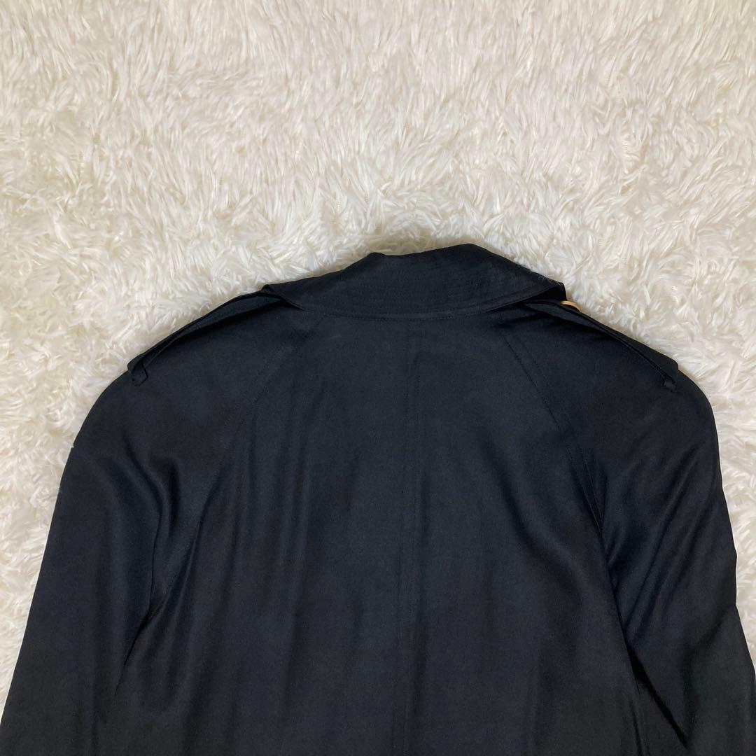 シルク100% ルイフェロー トレンチコート 裏地総柄 ベルト Aライン 黒 9