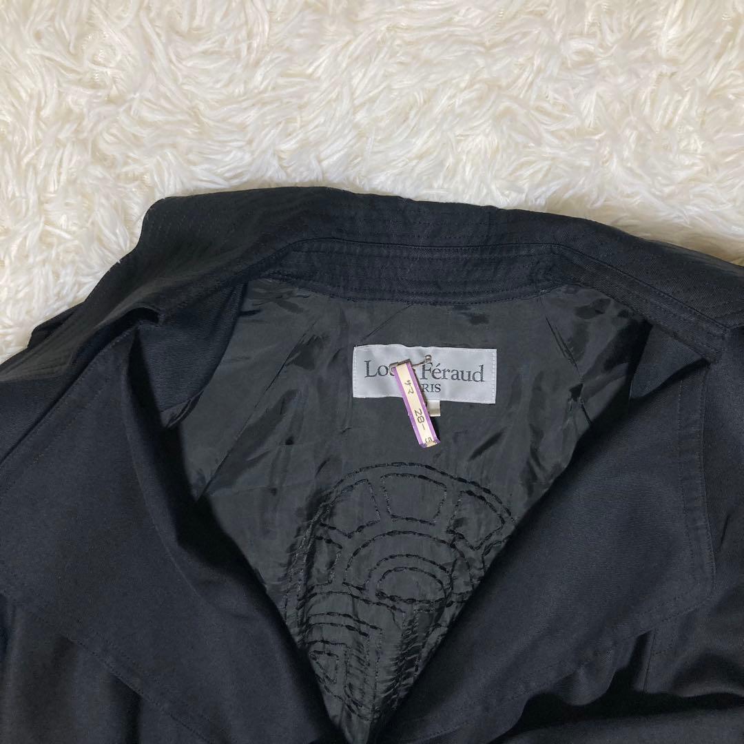 シルク100% ルイフェロー トレンチコート 裏地総柄 ベルト Aライン 黒 9