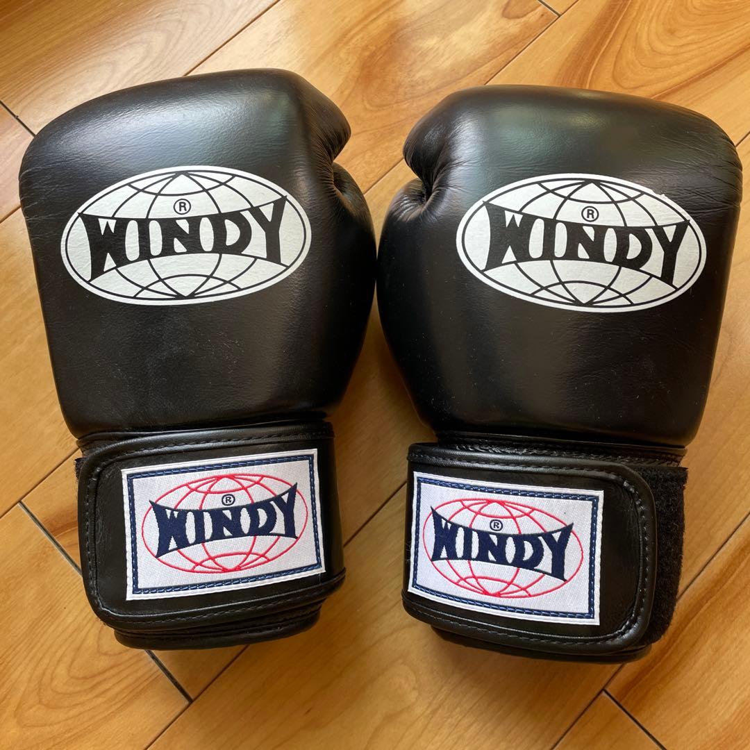 極美品【本革】 WINDY BGVH ボクシンググローブ 12oz 黒 テープ式