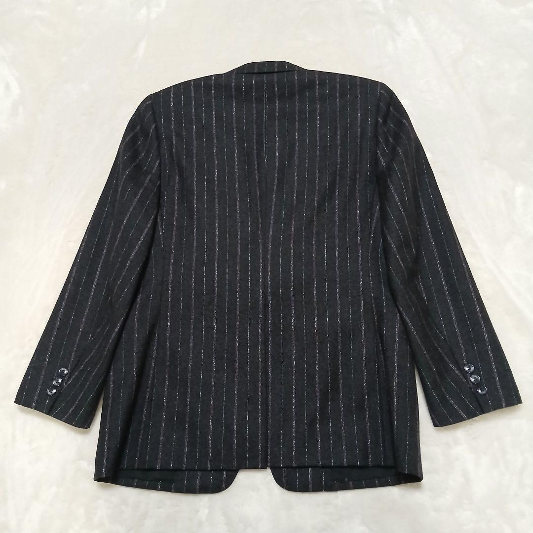 【美品】DURBAN ストライプ 3ピースウールセットアップスーツ ブラック