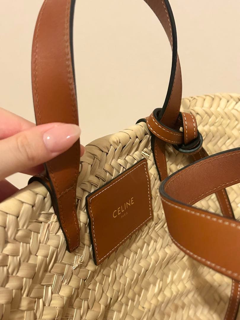 ティーン CELINE クラシック パニエ / ラフィア ＆ カーフスキン