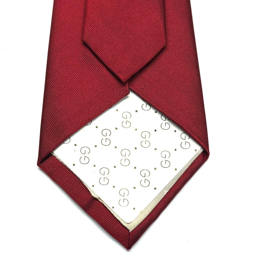 【新品タグ付き✨】オールドグッチ ネクタイ レッド 無地 クリケット ロゴ 希少