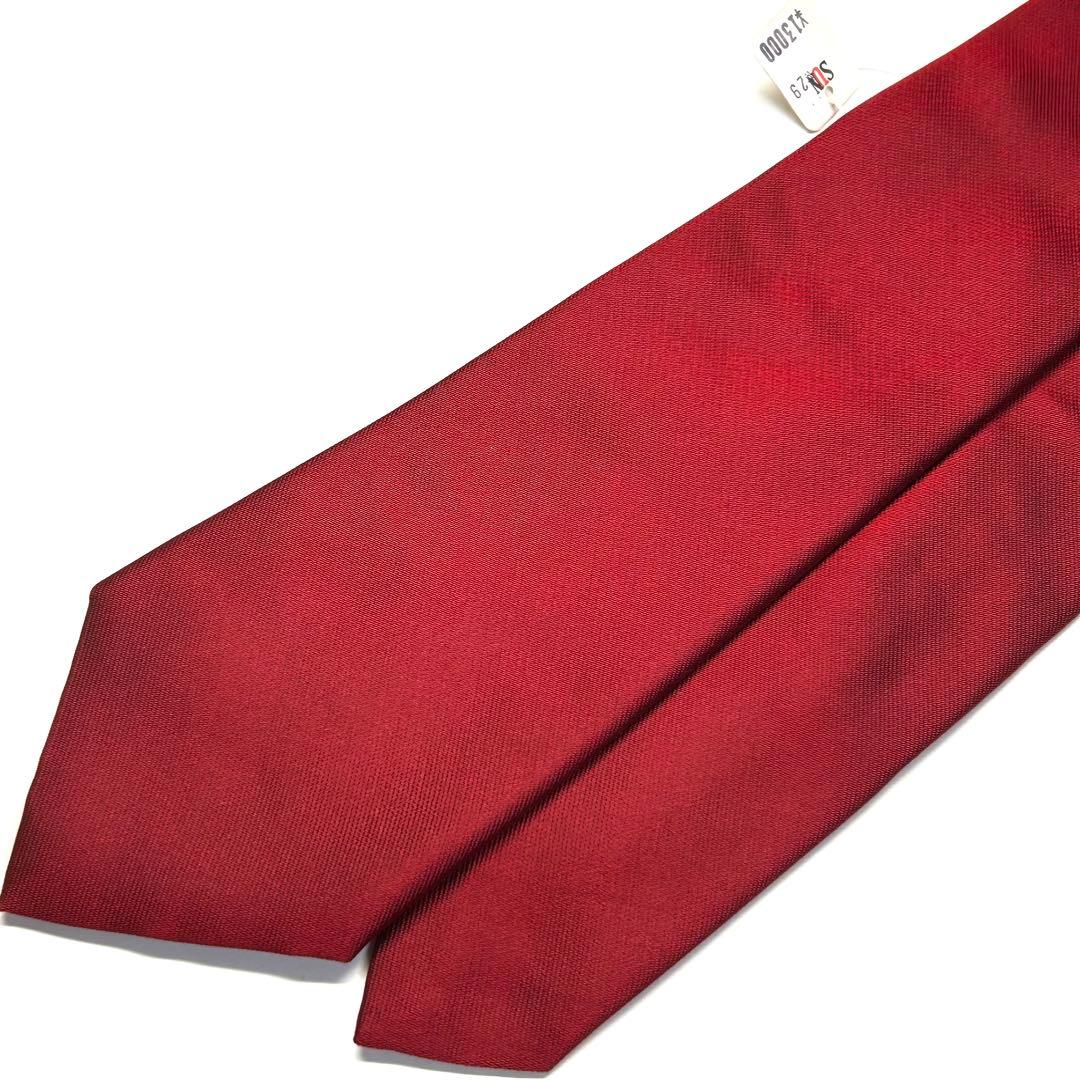 【新品タグ付き✨】オールドグッチ ネクタイ レッド 無地 クリケット ロゴ 希少