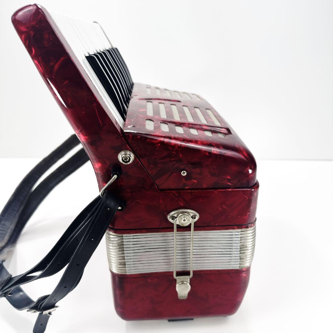 〚良品〛✦YAMAHA アコーディオン 25鍵盤 赤 ストラップ付 8905✦