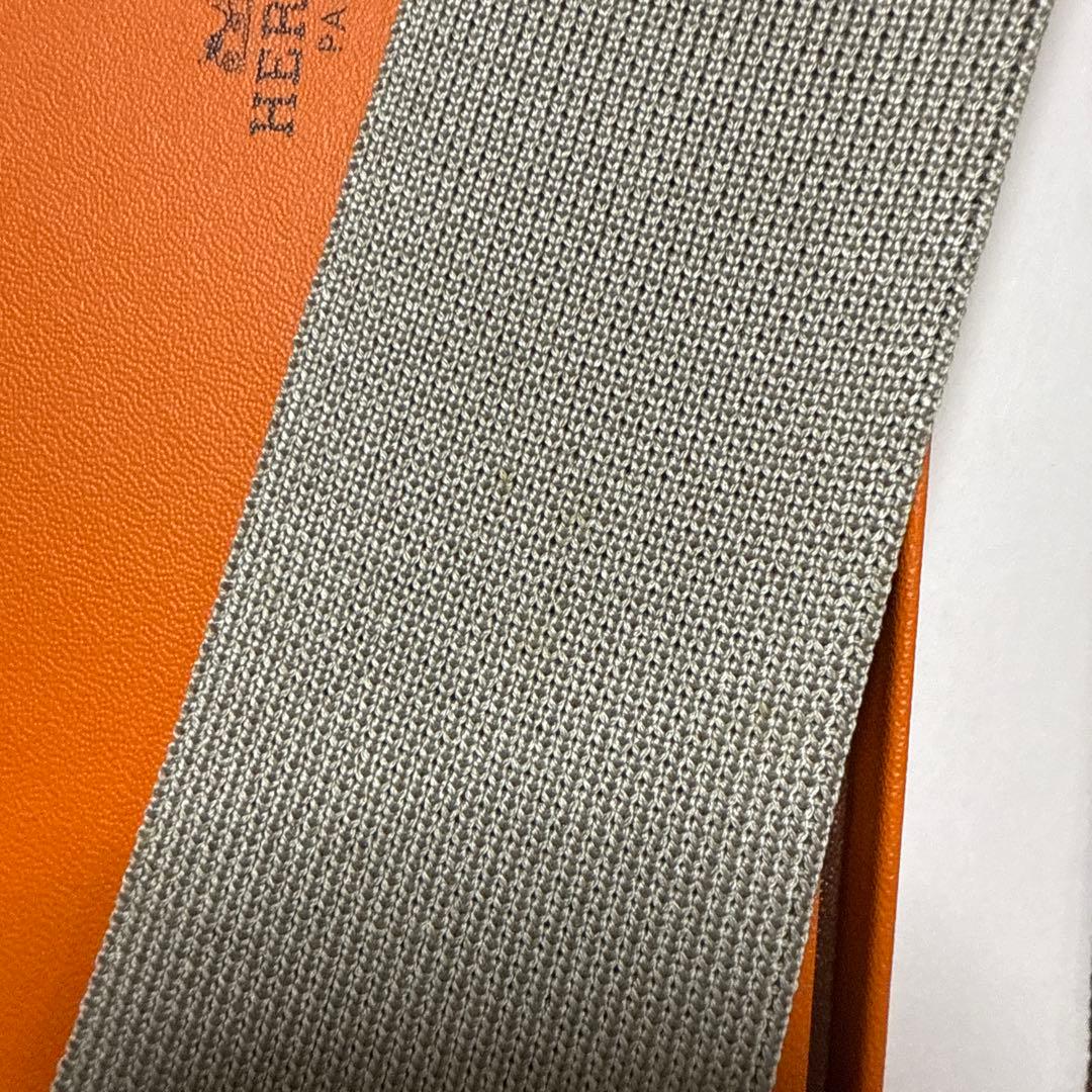 エルメス　ネクタイ　ニットタイ　4wax 緑エンジ・シルバー　無地　H柄