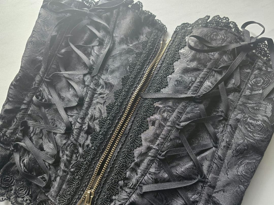 アトリエピエロ Lace Up Long Corset 黒