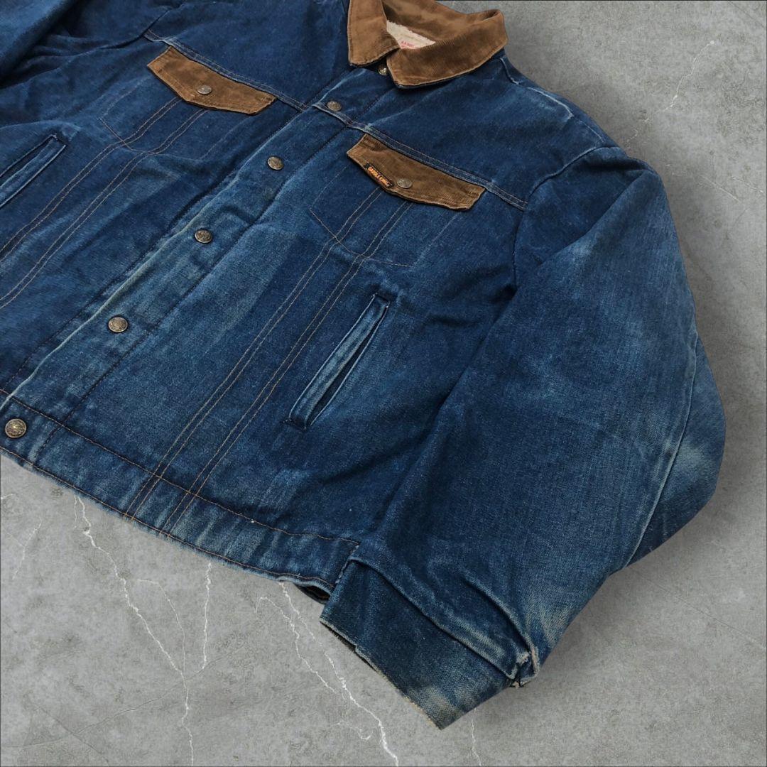鬼フェード80sUSA製ヴィンテージデニムシェルパジャケット襟コーズショート丈G