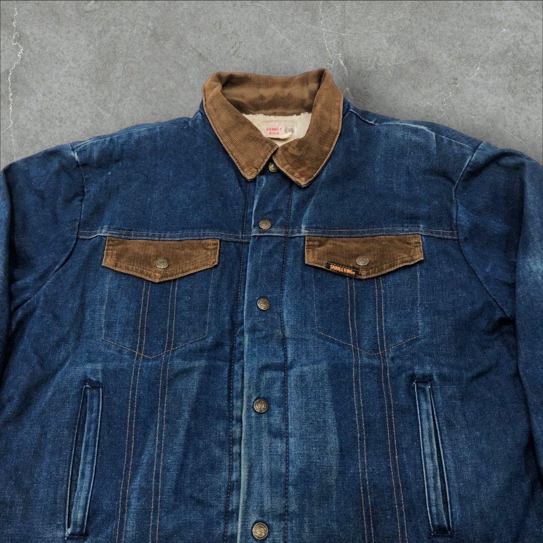 鬼フェード80sUSA製ヴィンテージデニムシェルパジャケット襟コーズショート丈G