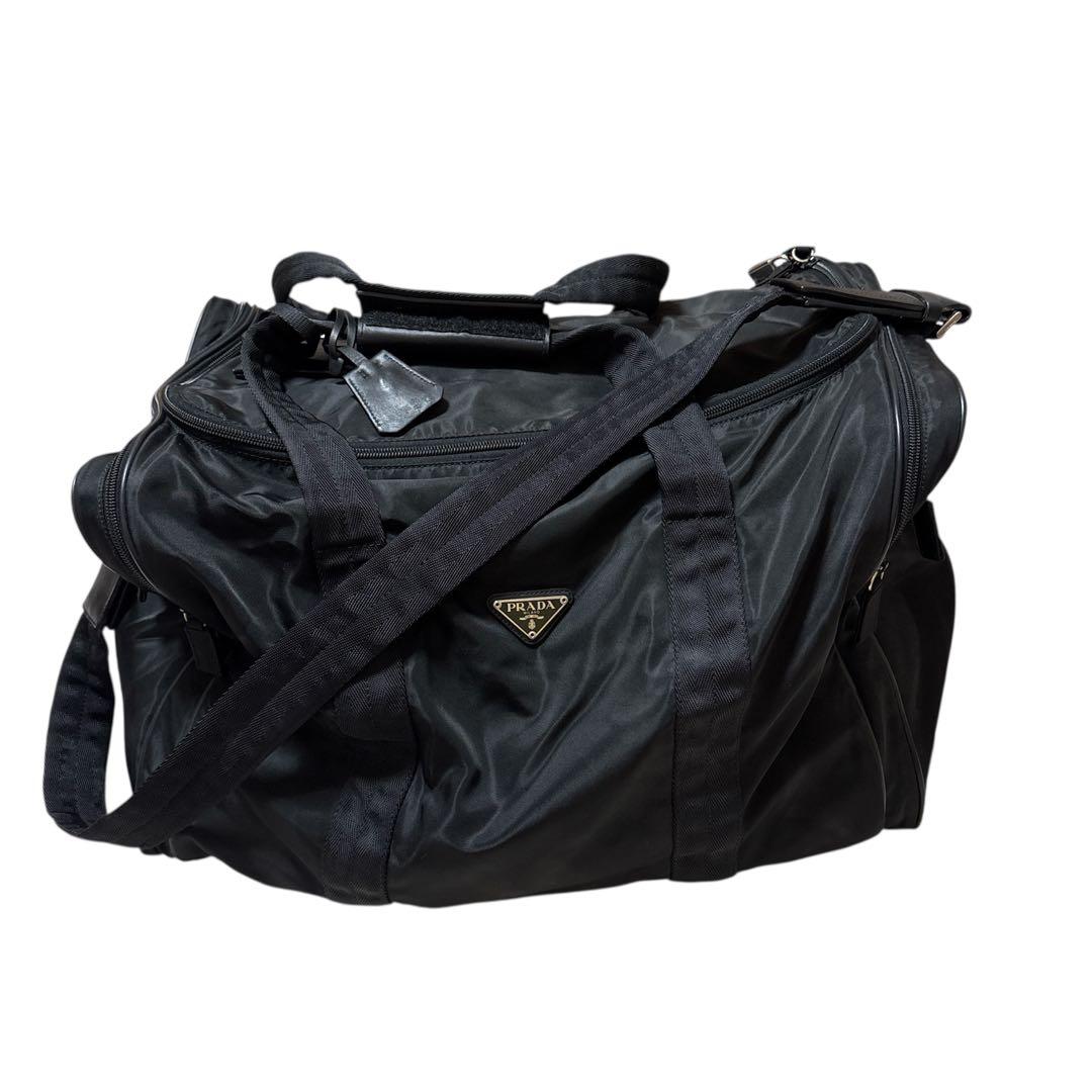 PRADA テスート サフィアーノ 2way ボストンバッグ ナイロン 黒