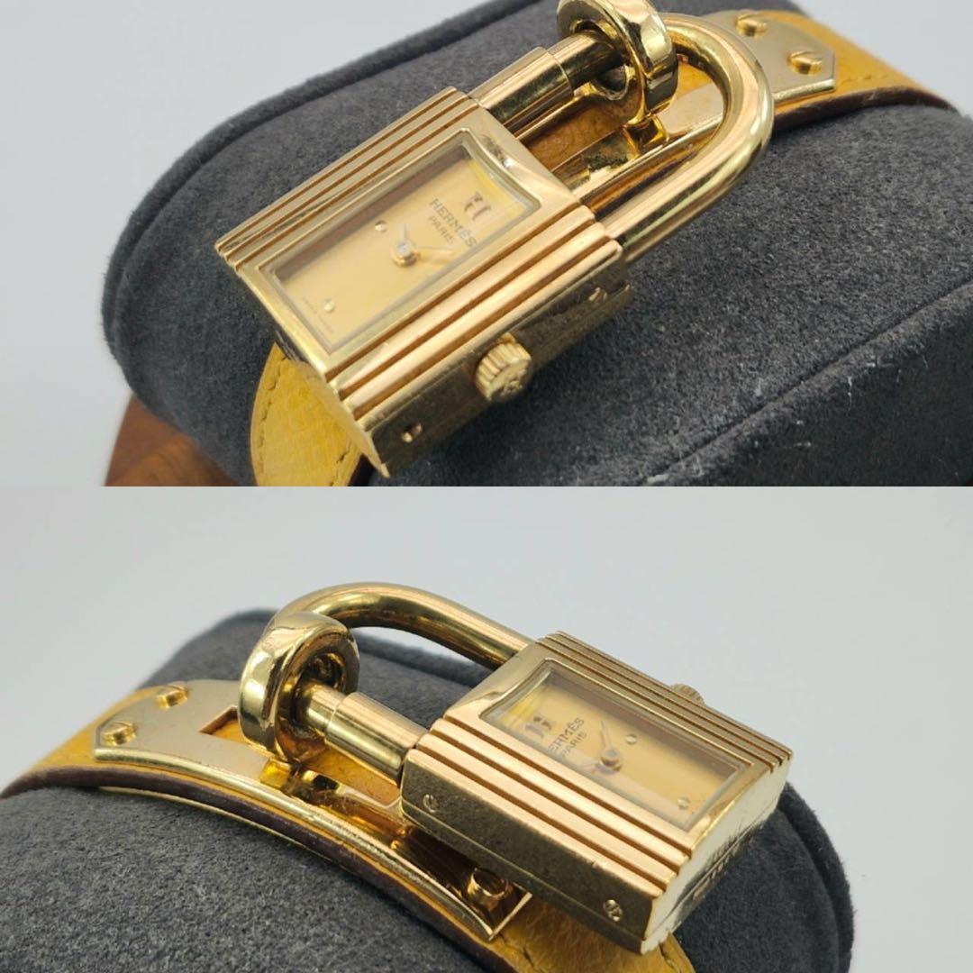 HERMES 　ケリーウォッチ　金文字盤　レディース　カデナ　クォーツ　付属品有