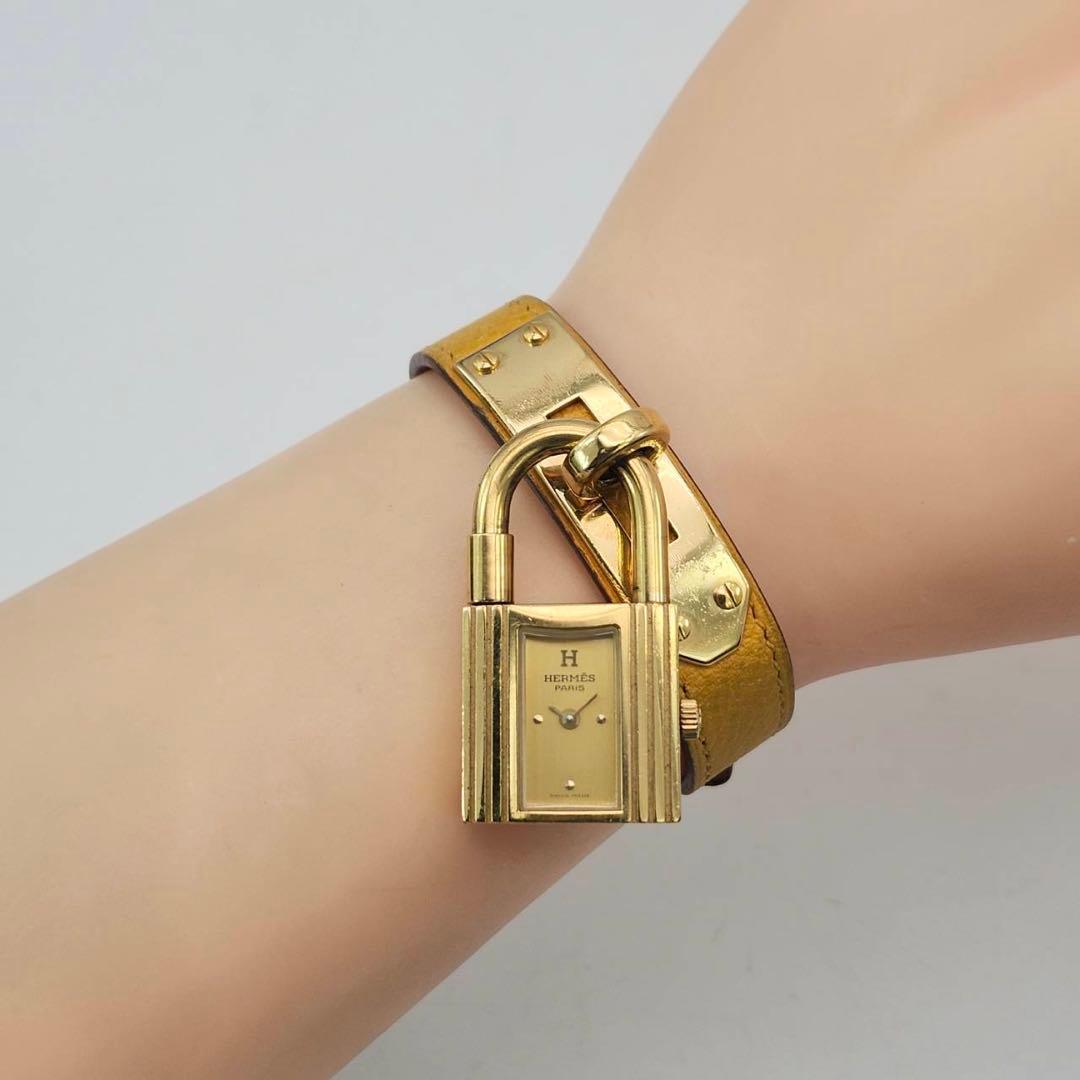 HERMES 　ケリーウォッチ　金文字盤　レディース　カデナ　クォーツ　付属品有