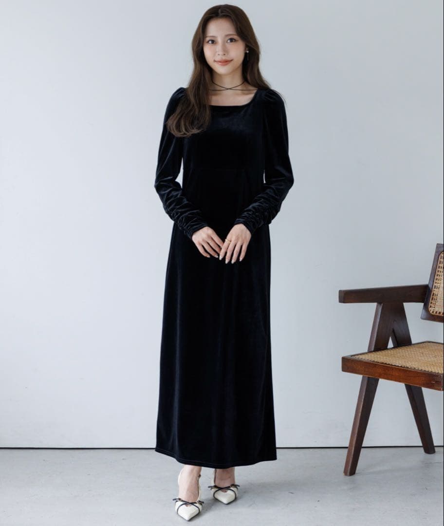 velour ribbon one-piece（ベロアリボンワンピース）