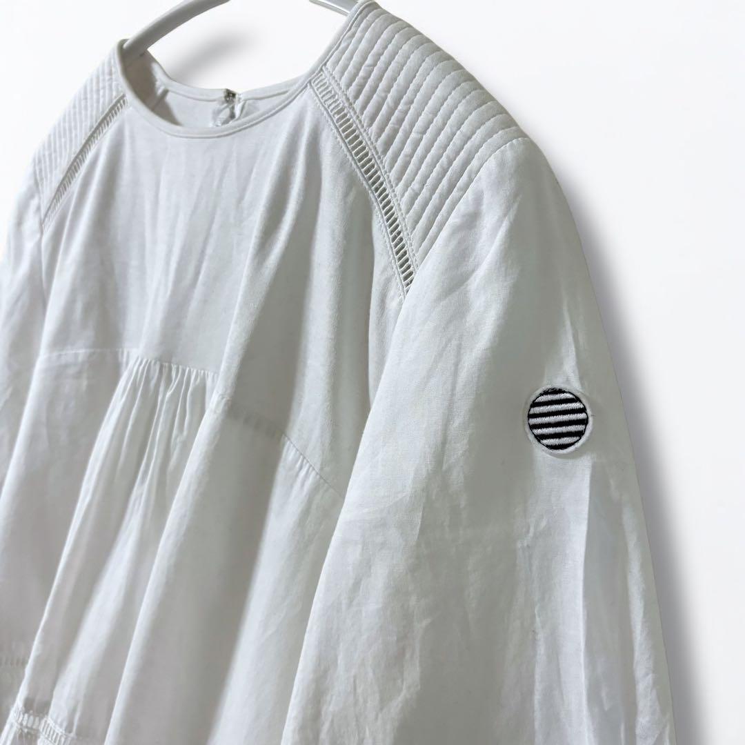 【美品】ボーダーズアットバルコニー バレリーナブラウス ティアード 白 ロゴ